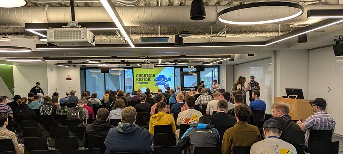 The crowd just before the start of the GodotCon Boston 2025 kickoff talk on the second day of the convention.